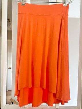 Ann Taylor Orange Jersey Knit HiLo Skirt M
